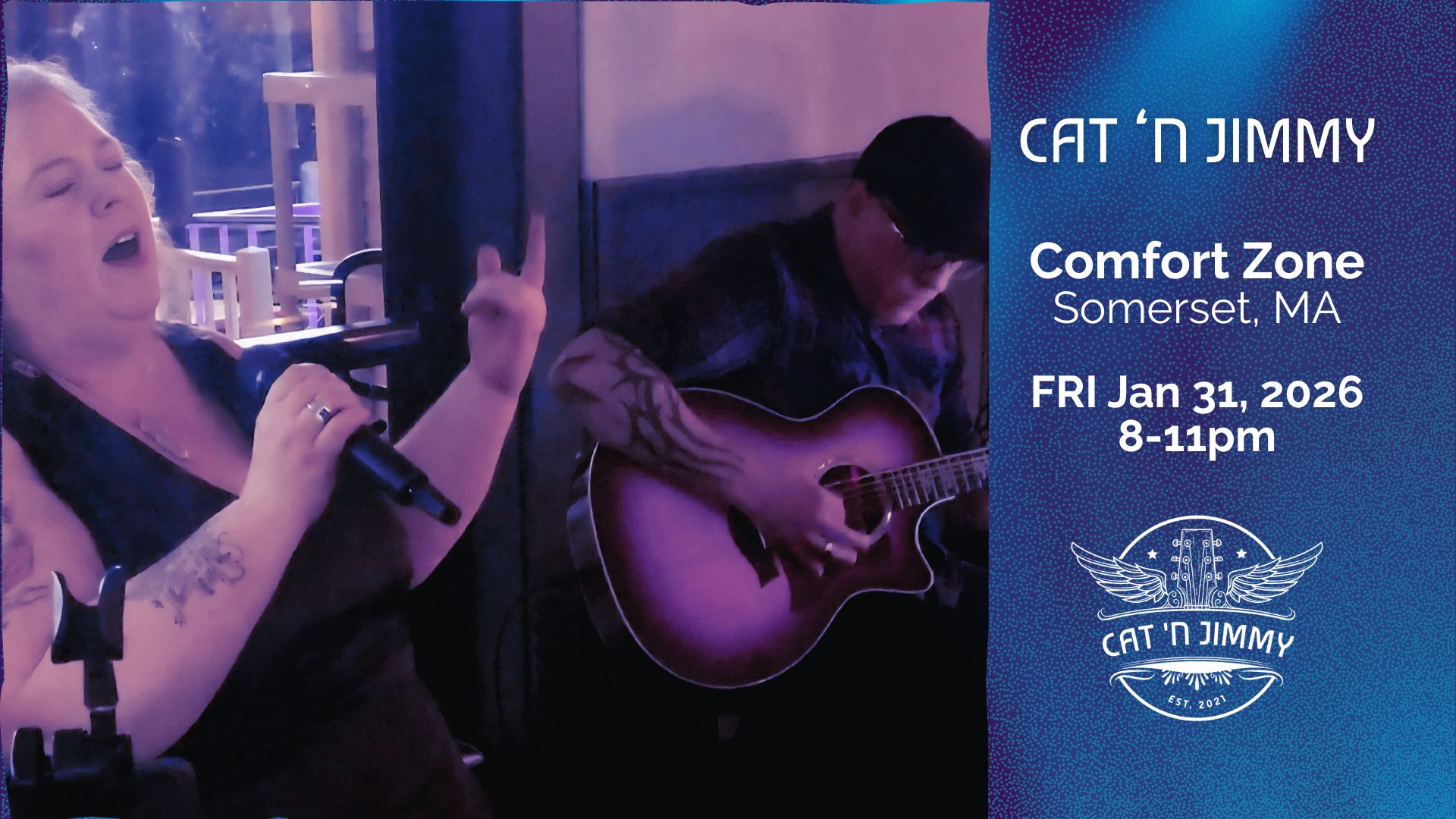 Cat 'n Jimmy Live at Comfort Zone Grille & Bar | Somerset, MA | catnjimmy.com